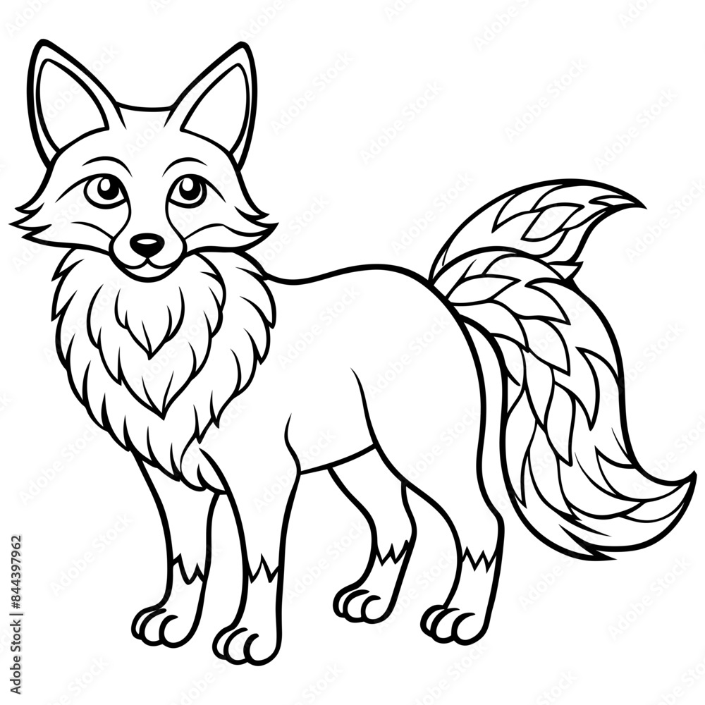Fox clean line art kids color book page illustration Fox clean line art kids color book page illustration