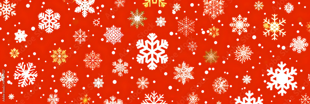 Red background with snowflakes. a Christmas atmosphere. a red and white color scheme Red background with snowflakes. a Christmas atmosphere. a red and white color scheme