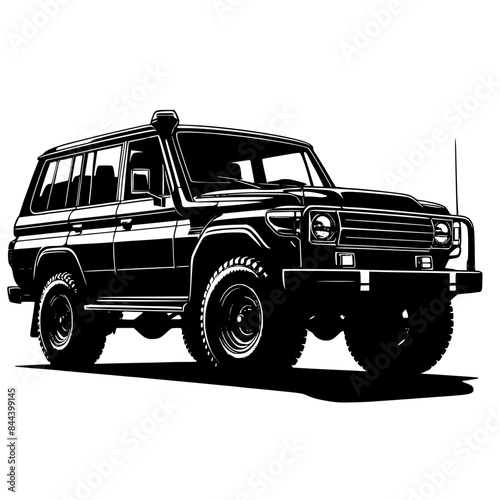 Silhouette SUV off road vehicle,  off road 4x4 classic car 