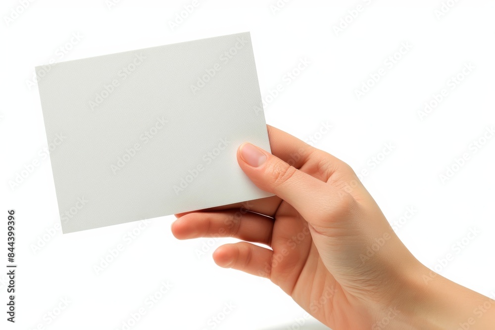 Blank White Card Mockup on Hand created with Generative AI Blank White Card Mockup on Hand created with Generative AI