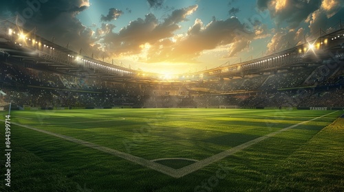 Sports and Athletic Excellence: A football on a green field in the stadium.