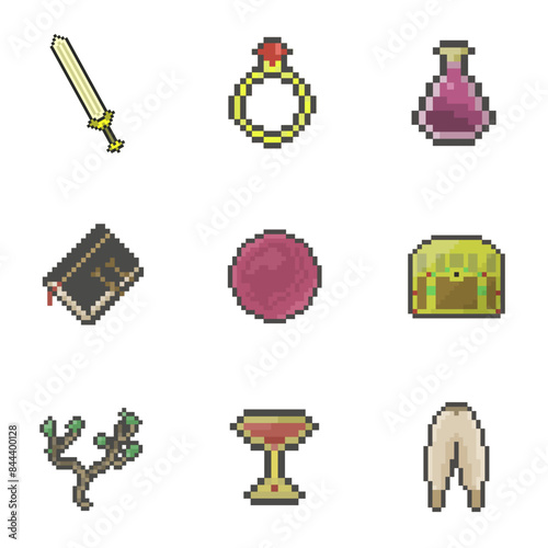 game items collection  pixel art bundle collection for your digital asset