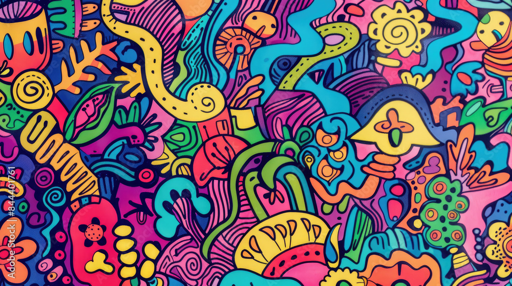 Expressive and Colorful Doodle Art Mural Pattern Expressive and Colorful Doodle Art Mural Pattern