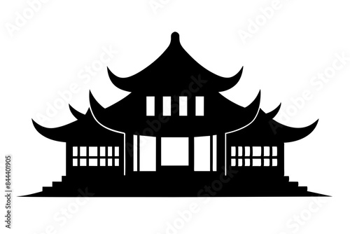 chinese house silhouette vector illustration