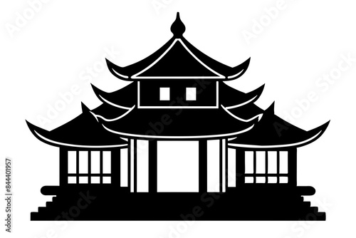 chinese house silhouette vector illustration
