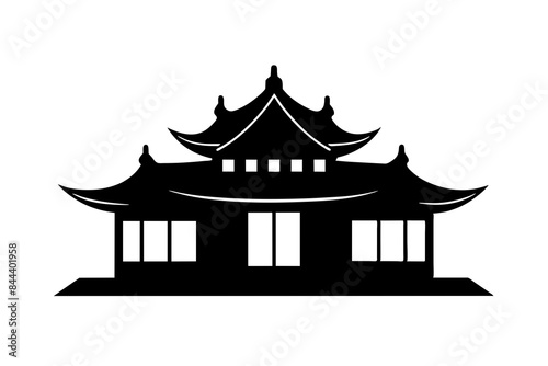 chinese house silhouette vector illustration