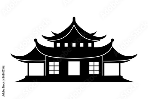 chinese house silhouette vector illustration