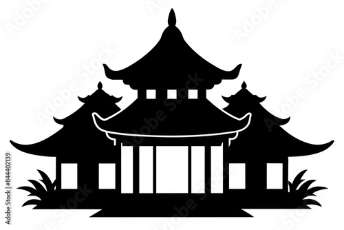 chinese house silhouette vector illustration