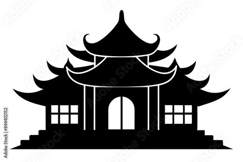 chinese house silhouette vector illustration