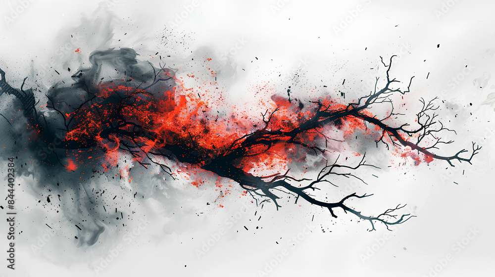 Burning wood twigs, white background
Burning wood twigs, white background