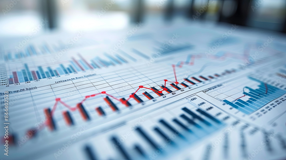 Financial and business data concept represented by chart or graph paper, depicting accounts, statistics, and analyses Financial and business data concept represented by chart or graph paper, depicting accounts, statistics, and analyses