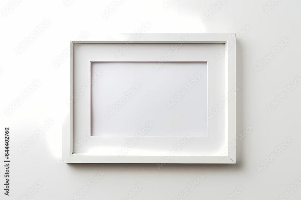 Mock up empty white picture painting frame border, on white background, white minimal style Mock up empty white picture painting frame border, on white background, white minimal style