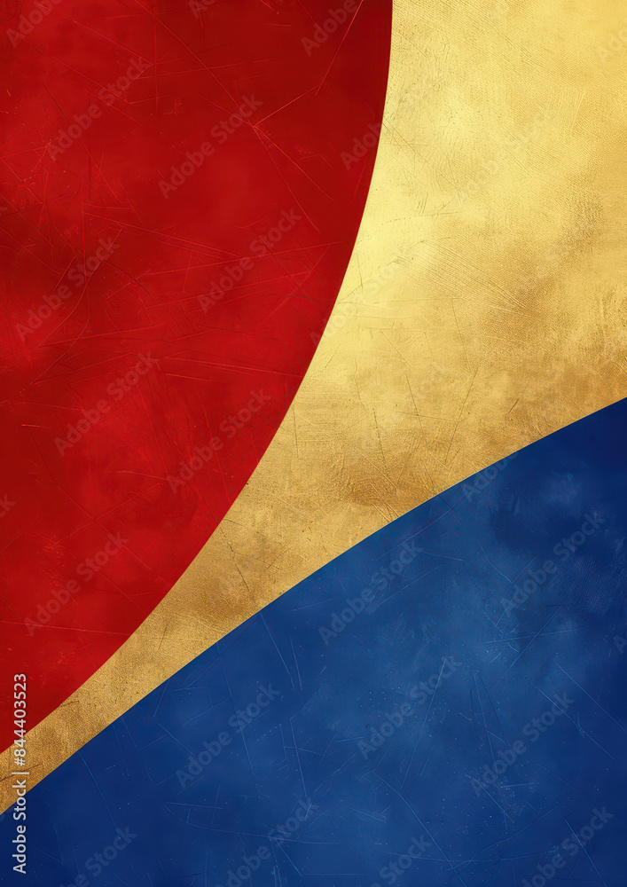 Abstract geometric design with curved shapes in red, blue, and gold. Suitable for modern backgrounds and graphic elements. Abstract geometric design with curved shapes in red, blue, and gold. Suitable for modern backgrounds and graphic elements.