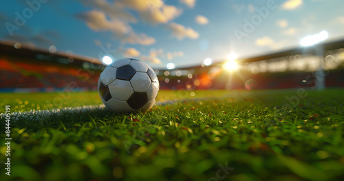 European Championship Tournament Football soccer ball on grass field in stadium