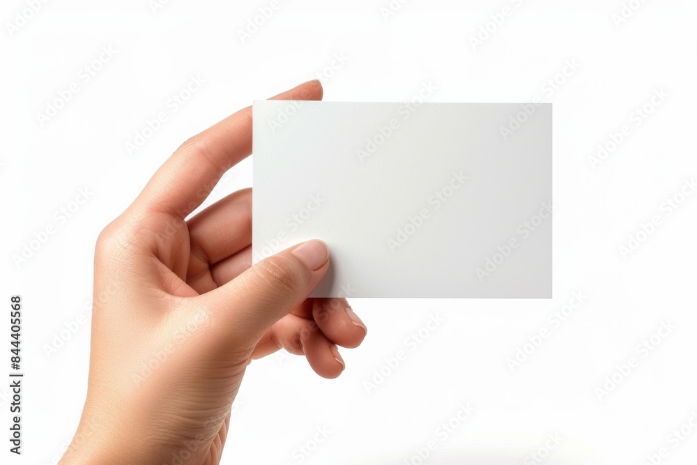 Obraz premium Blank White Card Mockup on Hand created with Generative AI