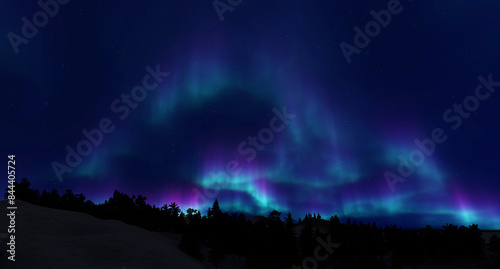 Colorful Northern Lights over starry night sky