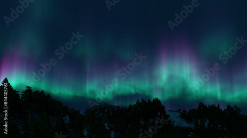 Colorful Northern Lights over starry night sky