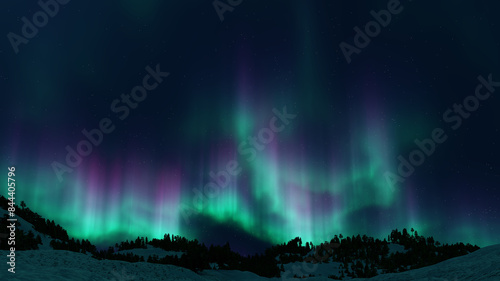 A beautiful aurora dancing over the hills