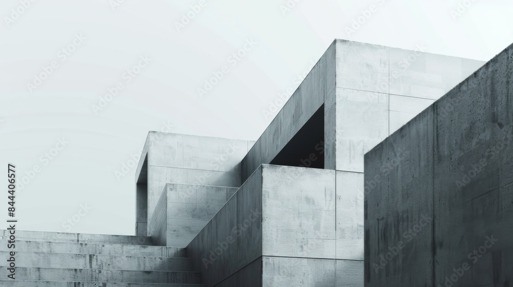 Fototapeta premium Minimalistic Abstract Architecture Desktop Wallpaper, Geometric Shapes, Monochromatic color, Modern Simplicity, landscape design, banner design, brochure, pattern design, web, wallpaper, background te