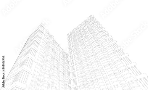 3d wireframe of building. sketch design.Vector