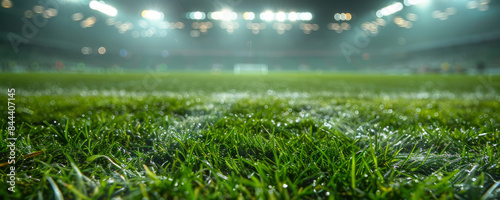 Sports and Athletic Excellence: A football on a green field in the stadium.