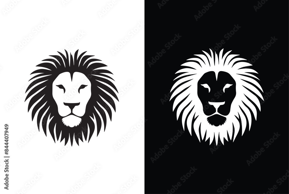 Lion face in a black and white pattern Lion face in a black and white pattern