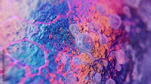 A microscopic image showing the process of induced pluripotent stem cell iPSC differentiation into different types of tissue such as muscle nerve and