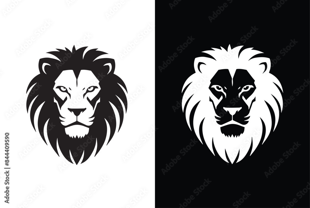 Obraz premium Lion face in a black and white pattern