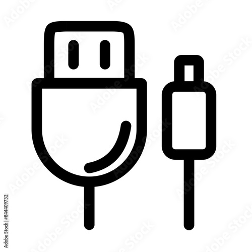 Modern USB Cable PC Component icon symbol