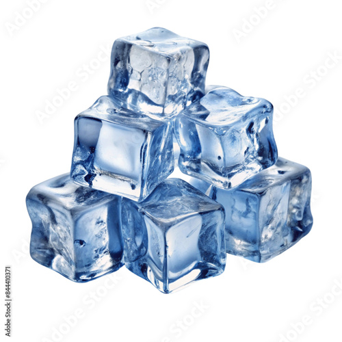 Crushed ice cubes isolated on Transparent background.