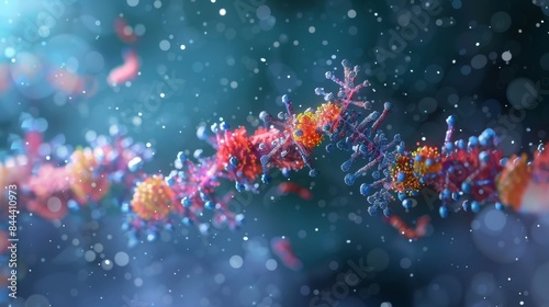 A zoomedin view of a single cell undergoing RNA interference with small RNAs interacting with the enzyme Dicer to form the RNAinduced silencing complex photo