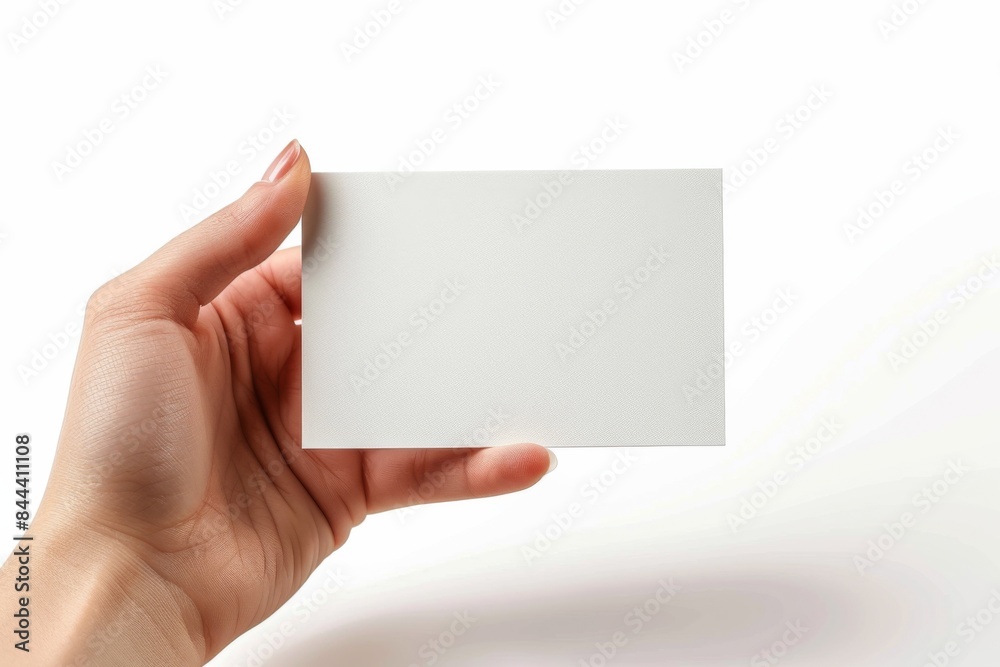 Blank White Card Mockup on Hand created with Generative AI Blank White Card Mockup on Hand created with Generative AI