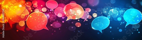 abstract communication background with speech bubbles and digital messaging symbols