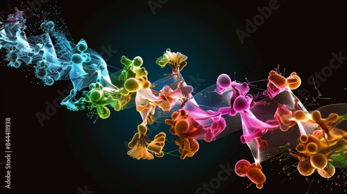 Electromicrograph revealing the structural changes that occur in the nucleosome during chromatin remodeling with visible DNA unwinding and histone displacement photo