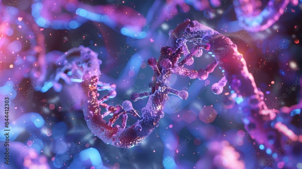 A microscopic view of small interfering RNA molecules binding to mRNA demonstrating the epigenetic mechanism of RNA interference in gene silencing A microscopic view of small interfering RNA molecules binding to mRNA demonstrating the epigenetic mechanism of RNA interference in gene silencing