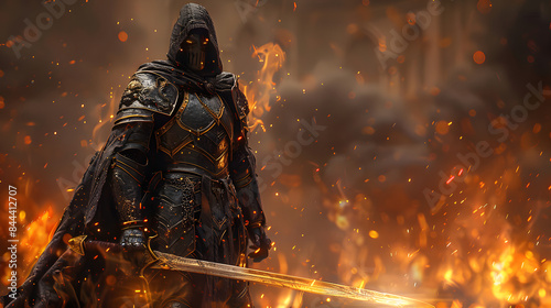 Cool 3D fire sword dark knight