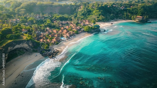 Aerial view of coastline of Bali