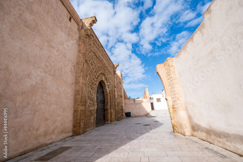 View of the large door in the entrance wall of the Kasbah of the Oudayas in Rabat, Morocco. The city is a UNESCO World Heritage Site photo