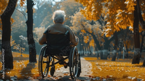 Aging person in a wheelchair, generative ai