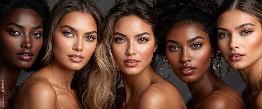 Obraz premium Portrait of diverse women with natural beauty, glowing skin, and great skincare