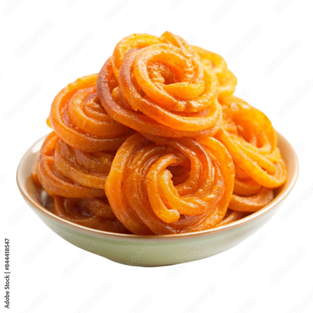 Fototapeta premium Jalebi sweet isolated on transparent background.