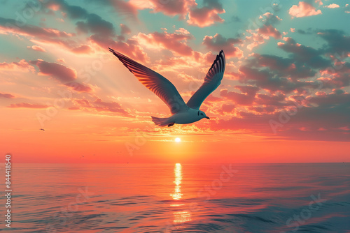 seagull in the sunset