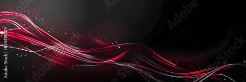 Black abstract background with red wavey lines photo