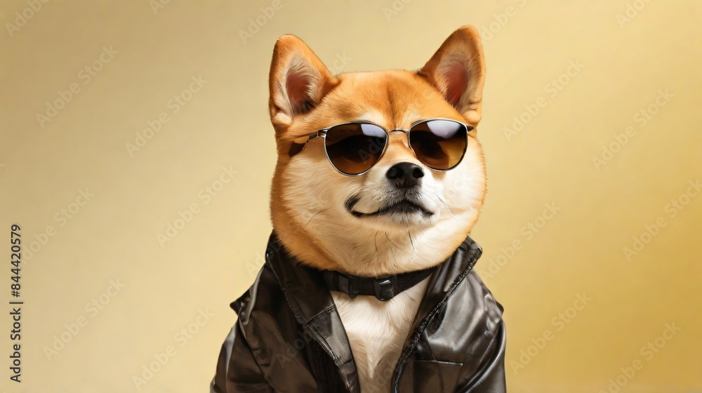 cute shiba inu dog wearing sunglasses
