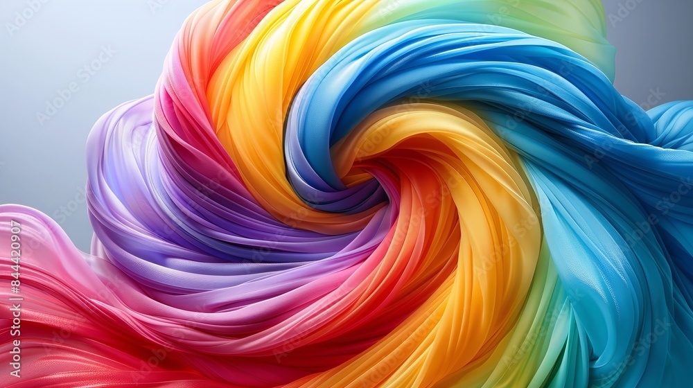 A close-up abstract image of colorful fabric swirling in a mesmerizing vortex pattern A close-up abstract image of colorful fabric swirling in a mesmerizing vortex pattern