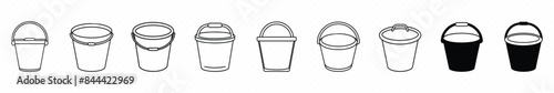  bucket flat icon, Bucket icon designed in a solid style on transparent background, buckets filled outline icon. 