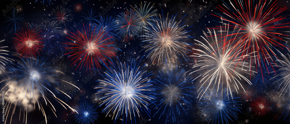 Naklejka premium A fireworks display with many different colors and shapes