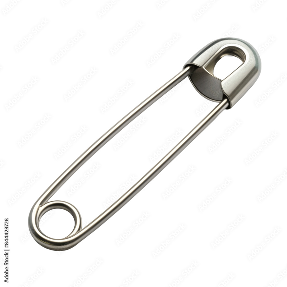 One open safety pin silver isolated on transparent background. One open safety pin silver isolated on transparent background.