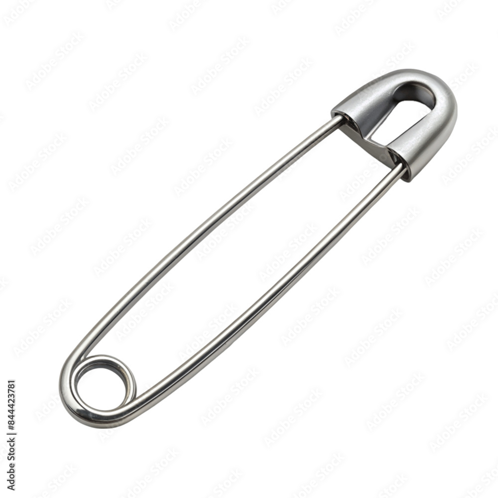 One open safety pin silver isolated on transparent background. One open safety pin silver isolated on transparent background.