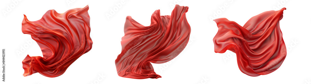 Red fabric flying in the wind on a transparent background Red fabric flying in the wind on a transparent background